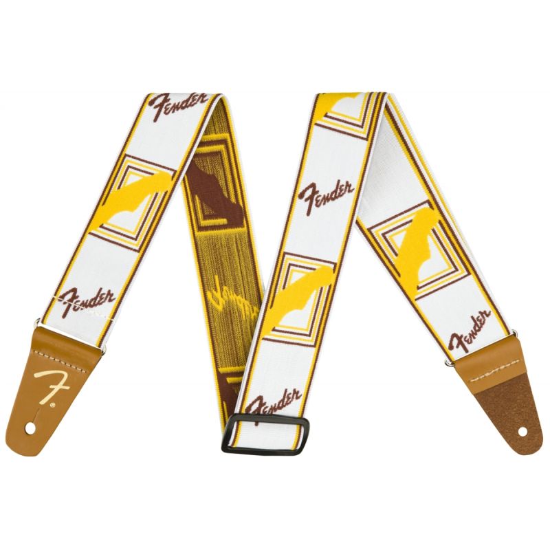 Гитарный ремень FENDER STRAP 2" WEIGHLESS MONOGRAMMED WHITE/BROWN/YELLOW
